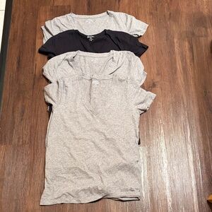 J crew slub cotton  Set of 4 T-Shirts - 3 Gray and 1 black tee women sz S EUC